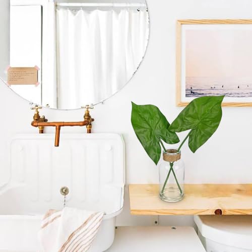 GnFlus Fake Plants Faux Greenery Stems in Glass Vase with Faux Water, Realistic Silk Faux Plants Artificial Tropical Leaves for Home Bathroom Office Wedding Centerpiece Décor - color: Elephant Ears