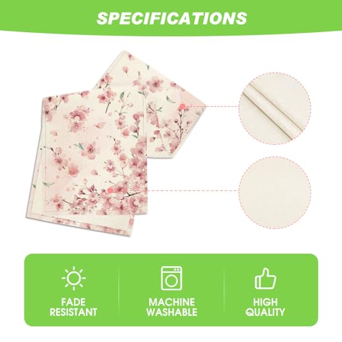 Artoid Mode Floral Cherry Blossoms Branches Summer Table Runner, Seasonal Spring Kitchen Dining Table Decoration for Home Party Decor 13x72 Inch
