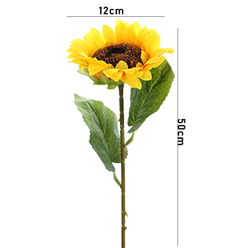 Artificial Sunflower Flowers,Long Stem Silk Fake Sunflowers Decoration for Outdoor Home Wedding Birthday Party Single Bulk Yellow Decor