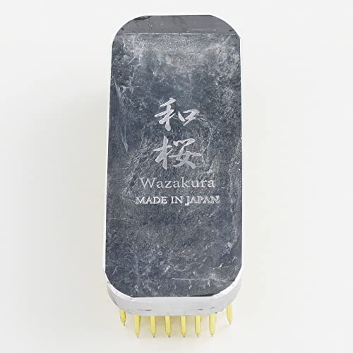 Wazakura Japanese Ikebana Kenzan Long Rectangular Flower Holder 3.4 in (87 mm), Made in Japan Floral Arranging Pin Frog Tool (3.4" (87mm) Long Rectangular Brass Kenzan) - color: 3.4" (87mm) Long Rectangular Brass Kenzan