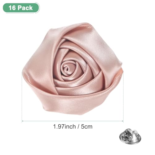 M METERXITY 16-Pack Lapel Pin for Men, Handmade Flower Brooch Button Pins for Men Suits, Formal Boutonnieres for Wedding/Groom/Corsage - color: Dirty Pink