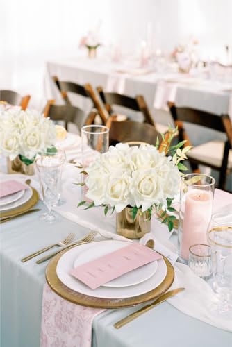 IPOPU White Roses Artificial Flowers,2 Bouquets 10PCS Real Touch Faux Roses with Stems for Wedding Party Home Table Centerpieces Decoration(White) - color: White