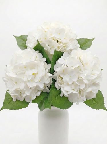 3 Pcs Real Touch White Hydrangea Artificial Flowers - 20" Large Jumbo 3D Latex Creamy White Faux Hydrangeas for Wedding Centerpieces, Bridal Bouquet, Floral Arrangement in Vase (Creamy White) - color: Creamy Withe