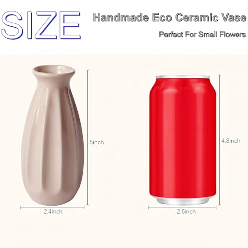 6-Pack Simple Vase Set for Flowers Plants, Small Cute Flower Vase for Modern Table Shelf Home Decor Wedding Boho Decor, Farmhouse - color: 6pc-stjh-pink
