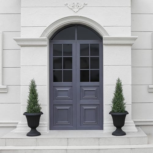 Laiwot 3FT Artificial Cedar Topiary Trees for Outdoors Potted Fake Cypress Trees Faux Evergreen Plants for Home Porch Decor Set of 2 - size: 3ft