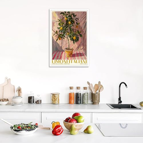 Vintage Italian Lemon Tree Poster Citrus Fruit Canvas Wall Art Funny Summer Preppy Mediterranean Plant Prints Painting For Home Bedroom Dorm Living Room Wall Decor 12x16in Unframed - color: style 03, size: 12"L x 16"W