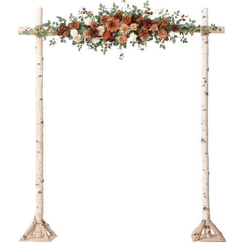 Ling's moment Wedding Arch Flowers - 6.5FT Floral Garland for Ceremony Arbor Backdrop Decoration - Artificial Rose Floral Swag for Sweetheart Table Birthday Party, Baby Shower, Terracotta Orange - color: Or-sunset Terracotta