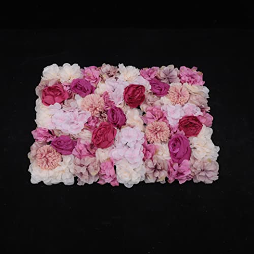 Gdrasuya10 6pcs Realistic Flower Wall Background Artificial Flowers Wall Backdrop Panel 3D Silk Rose Fake Flower Wall Panel Banquet Wedding Party Decor, Photography Background 60 x 40 cm - color: 6pcs, Fuchsia
