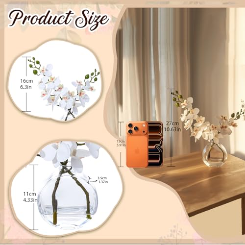 2PCS White and Apple Green Orchid Artificial Flowers Fake Flowers Small Fake Plant Table Shelf Decor Flower with Vase Fake Water - color: Jsorchid-applegreen White