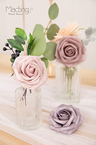 MACTING Artificial Rose Flowers 30PCS Real Touch Fake Flowers with Stem Wedding Foam Roses Bulk for Boutonniere Bouquet Party Bridal Shower Home Spring Mothers Day Decorations (Dusty Rose Series) - color: Dusty Rose, size: 30PCS