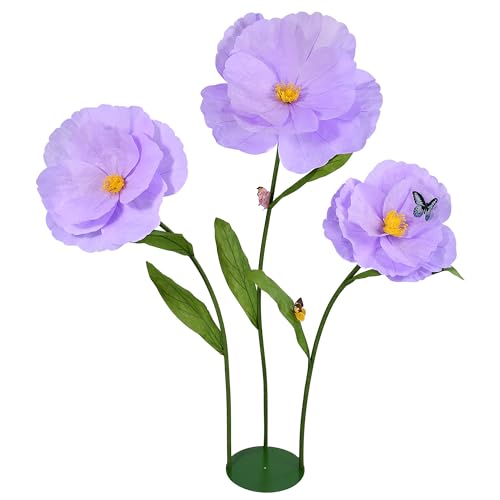 5.8 Ft Giant Artificial Flowers,Large Paper Flower,Huge Poppy Flowers Decoration for Wedding,Hotel,Office,Window Display and Home Farmhouse Decor(Purple) - color: Purple