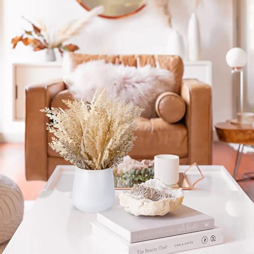 Faux Pampas Grass with Vase, Artificial Pampas Grass Flowers Bouquet Plant Fluffy Boho Home Decor Fake Pompass Pompous Grass Floral Arrangement for Wedding Party Table Room Decorations Broze - color: Broze