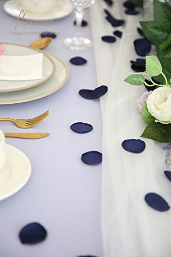 Floroom 500pcs Rose Petals Navy Blue Faux Silk Flower Petals for Wedding Flower Girl Basket Aisle Scatter Dinner Table Centerpieces Party Confetti Bridal Shower Romantic Night Decoration - color: Navy Blue, size: 500pcs