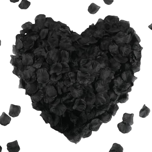 CODE FLORIST 1100 PCS Silk Rose Petals Wedding Flower Decoration (Black) - color: Black, size: Stacked 1100 pcs