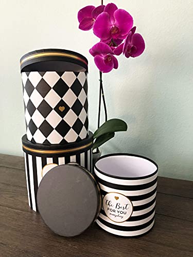 UNIKPACKAGING Premium Quality Round Flower Box, Gift Boxes for Luxury Flower and Gift Arrangements, Set of 3 pcs, with Lids, Size (S/M/L), Just For You