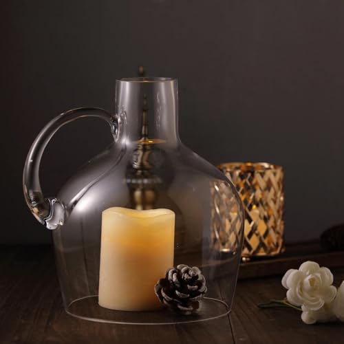 Efavormart 10" Heavy Duty Clear Glass Vases Candle Holder Centerpiece Vessel Jar with Wooden Base - color: Clear, size: 10‘’