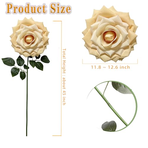1 PCS 42-inch Giant Rose Large Decorative Flower, Wedding Window Display Background Decoration Rose, Valentine's Day （Champagne） - color: 04 Rose