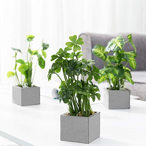 MyGift Artificial Plants Indoor, Set of 3 Small Fake Potted Plants, Faux House Plant for Home Decor - color: Grey