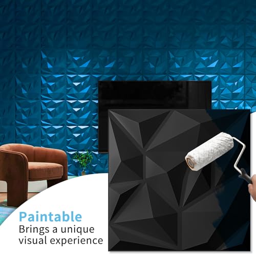 Art3d 20 Pack Decorative 3D Wall Panels for Interior Wall Decor Living Room, 11.8"x11.8" Black Wall Art PVC Panels for Bedroom TV Background Gaming Room Decor - color: Frost Black, size: 11.8"x11.8"
