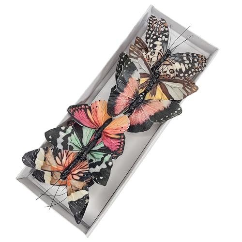 Cartanfill- Artificial Feather Simulation Butterfly Party Decoration Set, a Set of 12 Pieces with Clips, Used for Home Decoration in 12 Colors.… (B Wire) - color: The Product Colors Are Artificial Feather 3d Butterfly Party Decorations in 6 Colors: Pink,