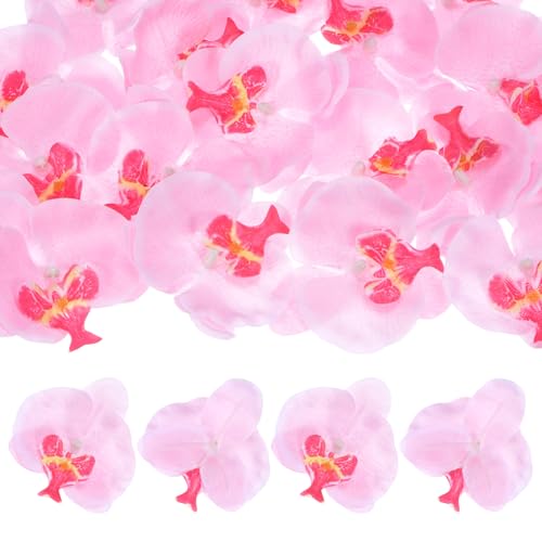 M METERXITY 20-Pack Artificial Orchid Flower Heads, Silk Faux Butterfly Flowers Head for Wedding/Bouquet/Bridal/Party Decor, Fake Phalaenopsis Petals Bulk [3.54 Inch, Pink] - color: Pink, size: 3.54 Inch