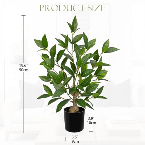 Briful Fake Plants 19.6'' Tall Artificial Plants Indoor Decor, Faux Bay Laurel Plants in Black Pot, Floor Plant Houseplant for Home Farmhouse Outdoor Patio Porch Decorations - color: 19.6'' Tall-green