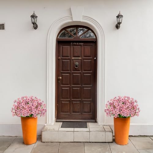21 Bundles Outdoor Artificial Flowers UV Resistant Fake Silk Flowers No Fade Faux Plastic Plants Garden Porch Window Box Decoration (Pink) - color: Pink