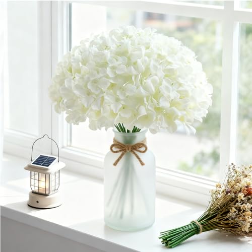 100 Pcs Faux White Hydrangea Artificial Flowers Bulk, Fake Silk Hydrangea Flowers Heads with Stems for Wedding Decorations Garden Party Baby Shower Porch Home Decor Table Centerpieces - color: Ivory, size: 100 Pcs