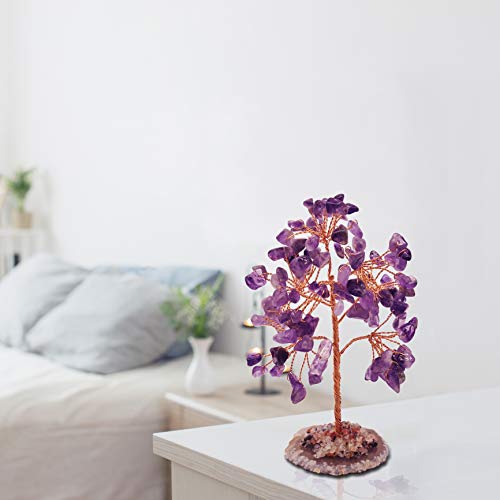 Mina Heal Healing Crystals Tree/Bonsai Tree for Home Decor, Room Decor and Office Desk, Spiritual Gifts for Energy Healing, Good Luck Gifts for Wealth & Prosperity, and Decorative Home Accessories - color: Amethyst (Purple)