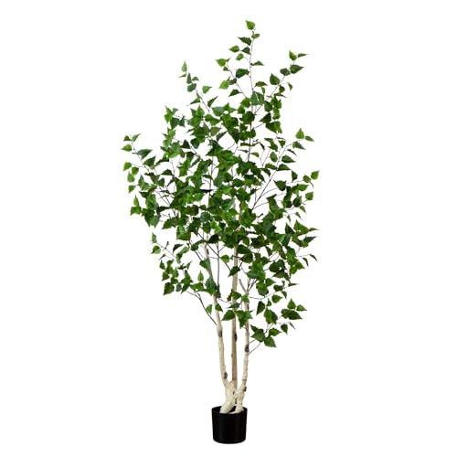 Nearly Natural 6ft. Artificial Birch Tree with Real Touch Leaves - size: 6ft
