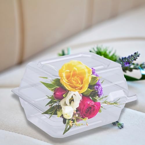 Curtis Wagner Plastics CW-543 Clear Boutonniere Flower Boxes (5-Pack) Size 4.5" x 3.75" x 3" | Plastic Floral Containers for Corsage, Small & Large Flowers | Perfect for Weddings, Proms, Keepsakes - style: Boutonniere