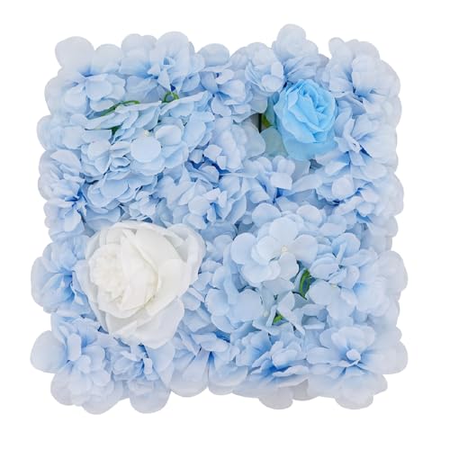 12Pcs Artificial Flower Wall Panel 3D Floral Backdrop Walls15 X 15" Flower Wall Decor Panel Flower Backdrop for Party Home Background Decor, Blue & White - color: Blue, White
