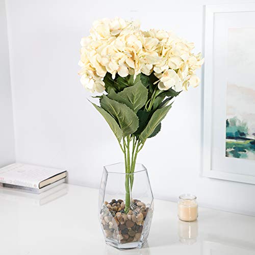 Larksilk Hydrangea Artificial Flowers - Faux Hydrangea Flowers - Home Decor, Easter Decorations, Spring Decor - Floral Centerpieces for Tables - 20" Floral Stems, Beige, 6 Pieces - color: Beige, size: Pack of 6
