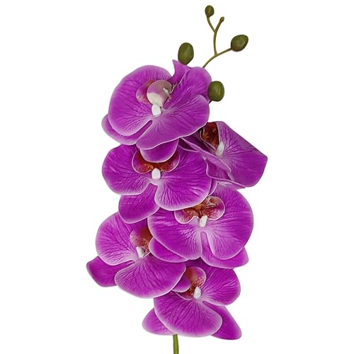 10 Pack Purple Orchid Artificial Flowers Real Touch, 27'' Artificial Fake Faux Silk Orchid Stem Bouquets for Wedding Party Home Garden Decor,Orquideas Artificiales para Decora (excluding the vase) - color: Purple