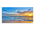 Aibonnly Wall Art Canvas Painting Seaside Sunset over the beaches 1 Piece blue sea view Landscape Ocean Picture Poster Print Framed Ready to Hang for Living Room Bedroom Kitchen Office - color: Blue, size: 58"L x 29"W