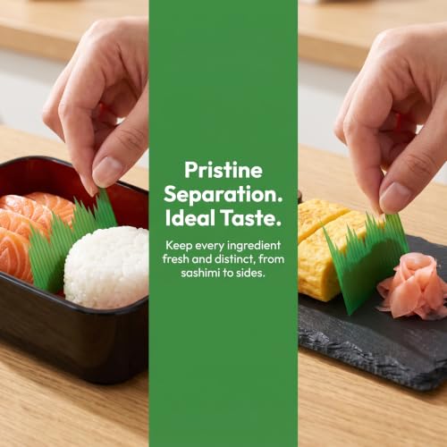 Kichvoe 2000pcs Plastic Baran Sushi Grass – Artificial Green Baran Garnish for Sushi, Bento, Sashimi – Food Separator for Restaurants, Takeout & Catering – 2.95" x 1.81" Food-Safe Resin | Kichvoe Sushi Baran Divider Sushi Display Accessories Size:2.95 x 1