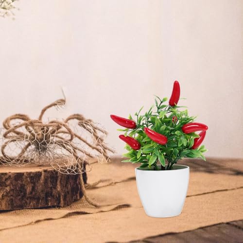 PRETYZOOM 2pcs Pepper Pepper Tree Bonsai oncini Bonsai Tree Fake Artificial Potted Plant Kitchen Decor Fake Fake s