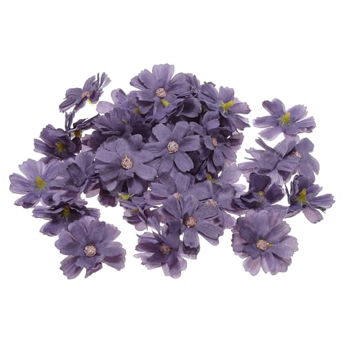 PATIKIL Fake Flower Heads for Crafts, 30 Pcs Faux Flower Bulk Mini Artificial Silk Flowers Embellishments Cherry Blossom for Wreath Wedding Party Decoration, Purple - color: Purple