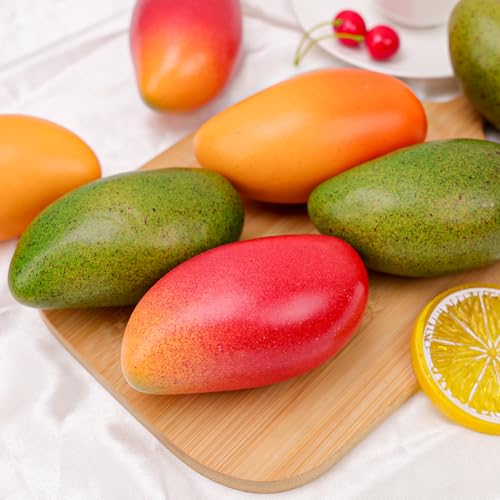 Gresorth 3pcs Artificial Lifelike Mango Decoration Fake Fruit Home Party Kitchen Table Food Show - color: Mango