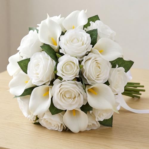 Thiccywoov 2 Sets Calla Lilies Cemetery Flowers with Vase for Grave Artificial White Calla Lilies Velvet Roses Graveyard Memorial Flowers for Cemetery Headstones Decoration - color: White, size: Calla Lily