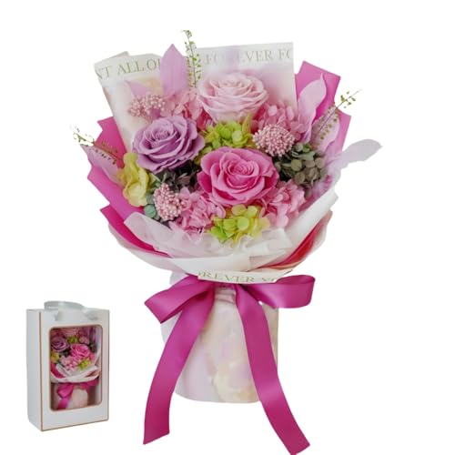 Preserved Flowers Bouquet, Flowers for Delivery Prime,100% Real Roses That Last Up to 3 Years, Gift for Her: Birthday Christmas Valentine's Day Mother's Day,Christmas, Room Decorations (Pink)