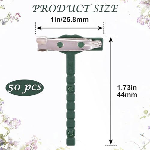 Boutonniere Safety Pins, Plastic Corsage Pins Safety Clips for Bride Groom, Tiny Boutonniere Brooch Supplies - color: Green-50pcs