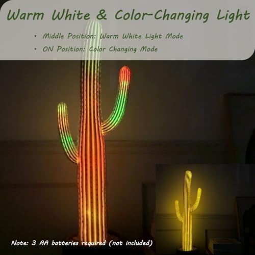 bellacat 32in Fake Cactus with Warm White & Color Changing Lights, Realistic Faux Cactus Plants Indoor with Brown Decorative Planter, Artificial Cacti Light Up Plant for Home Decor, 2 Pack - color: Brown Planter-2pack, size: 32in