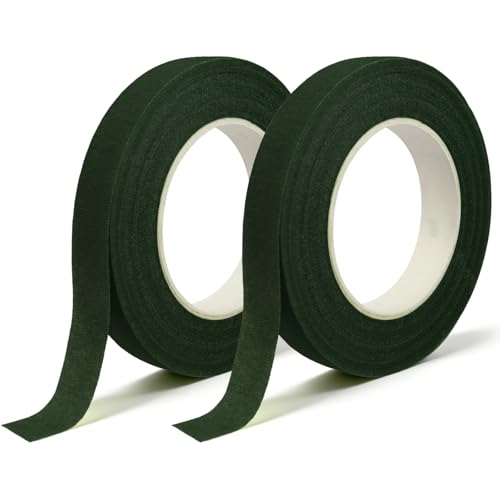 DOMMARE Floral Tape Green Flower Tape, Flower Wrapping Tape, 2Pcs 1/2 Inch Floral Bouquet Supplies for Bouquet Floral Wedding Bouquet, Arranging Flowers Stem Wrapping, Wreath, Garden Decor, 32 Yard - color: 2Pcs Dark Green, style: Normal & Non-sticky
