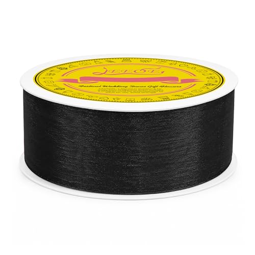 Black Organza Ribbon 1-1/2 inch x 50 Yards Sheer Chiffon Ribbon for Gift Wrapping Wedding Invitations Party Decoration Bridal Bouquets Crafts - color: Black, size: 1-1/2" X 50 Yards
