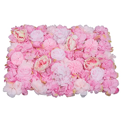 6Pcs Artificial Flower Wall Panels Silk Flower Wall Panels Backdrop Flower Wall Decor Floral Wall Mat Faux Flower Panel for Wedding, Party, Nursery, Home Decor (Dark Pink) - color: Dark Pink