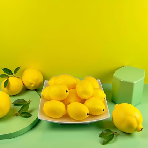 6Pcs Yellow Artificial Lemons,Fake Fruit for Party Christmas Kitchen Home Lifelike Wedding Beverage Shop and Fruit Store Simulation Decoratio,Artificial Plants Flowers and Fruit