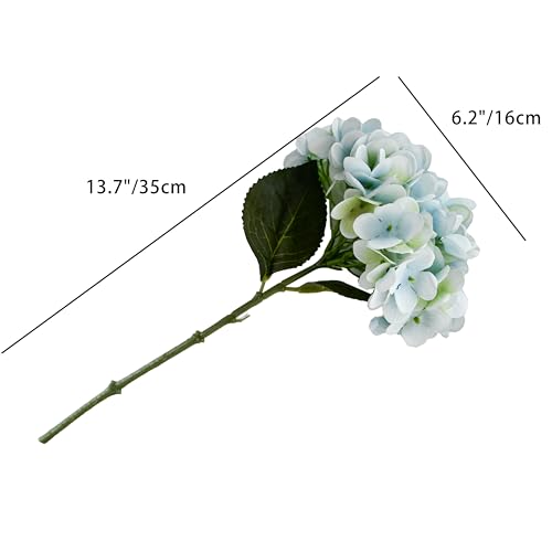 Mandy's 3 Stems Light Blue Artificial Hydrangea Flowers | 13.7 Inch Realistic Silk Bouquet for Centerpieces Easter Wedding & Home Decor - color: Light Blue