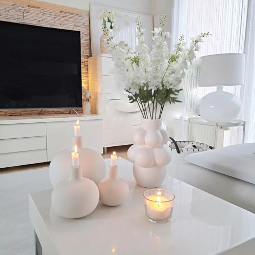 White Delphinium Artificial Flowers, 8PCS Fake White Flowers 33.46" Long Stem for Tall Vase Faux Delphinium Flowers for Wedding Centerpieces, Baby Shower Decorations, Home Table Decor - color: White