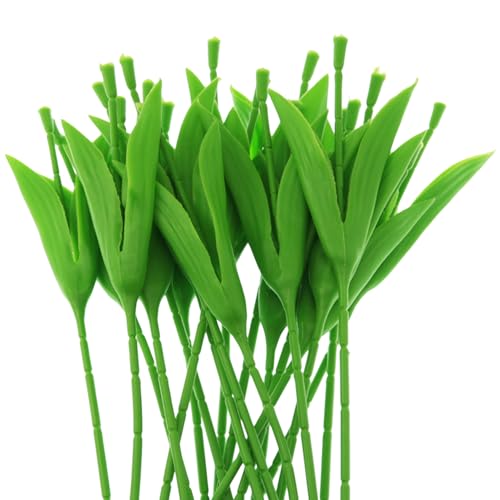 yyangz 20PCS Tulip Stem and Leaves One Piece Branch Simulation Tulip Stem and Leaves Simulation Flower Tulip Stem and Leaves for Wedding Flower Arrangement Boutonniere Gift Packaging Decoration